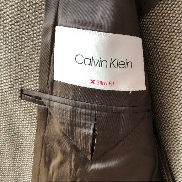 NWT Calvin Klein slim fit Mens wool blend blazer textured brown sport coat 40R - Picture 7 of 12